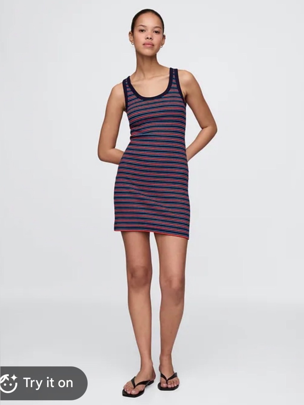 GAP Ribbed Mini Dress in Navy & Red